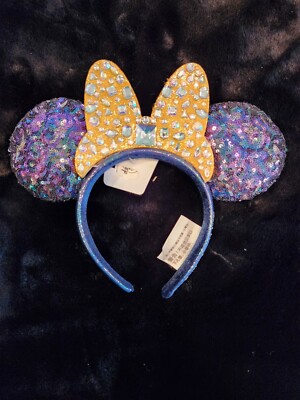 Disney Parks Gold Bow 50th Anniversary WDW Minnie  Ears Jeweled Headband 2021-image