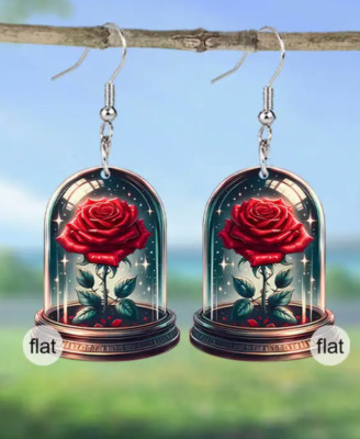 NEW BEAUTY AND BEAST ROSE EARRINGS JEWELRY WALT DISNEY WORLD MINNIE MICKEY-image