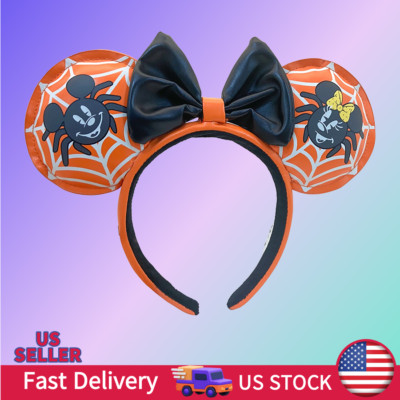 new Disney. Headband Halloween Ear Loungefly Mickey Minnie Spider Orange lovely-image