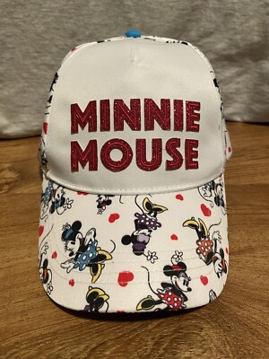 Walt Disney World Parks Official Minnie Mouse White Glittery Hat Youth Size-image