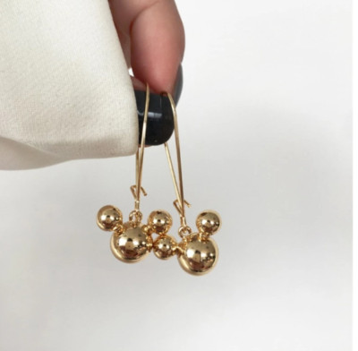 NEW GOLD PLATED MICKEY MOUSE DANGLE EARRINGS MINNIE JEWELRY WALT DISNEY WORLD-image