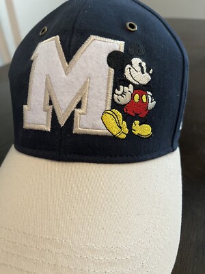 Walt Disney World Mickey Mouse Big M Strapback Dad Hat Cap Two Tone Navy Blue-image