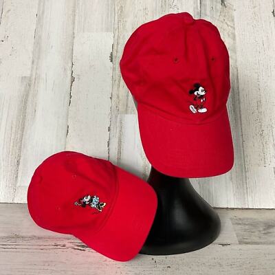 Disney Mickey & Minnie Mouse Hat Embroidered Red Baseball Adjustable Mom Dad-image
