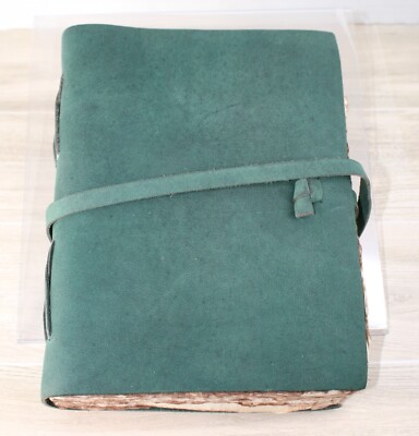 Village Vintage Leather Journal bound Handmade Vintage Deckle Edge Paper 8