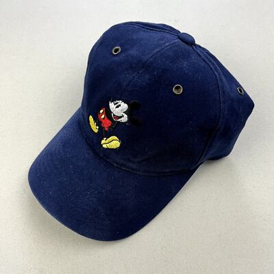 Vintage Mickey Mouse Hat Cap Strapback Navy Blue Canvas Walt Disney World 90s-image
