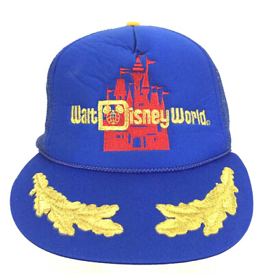 Vtg Walt Disney World Cap Castle Logo Scrambled Eggs Gold Leaf Bill Baseball Hat-image