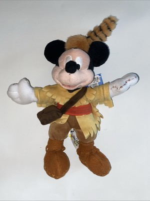 NWT Mickey Mouse Plush with Coon Skin Hat Disney World Frontier 11” Tall-image