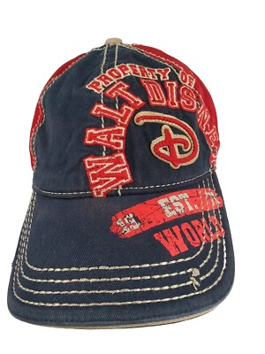 Property Of Walt Disney World Distressed Baseball Cap Hat Red Blue Adjustable -image