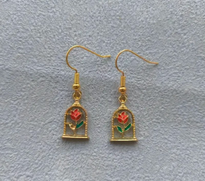 NEW BEAUTY AND BEAST ROSE EARRINGS JEWELRY WALT DISNEY WORLD MINNIE MICKEY-image