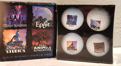 Disney's 4 PARK Themed GOLF Ball SET of 4 w/Retired Sorcerer Hat MGM Studios-image