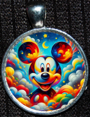 Mickey Mouse Walt Disney World Disneyland Silver Jewelry Pendant Necklace-image