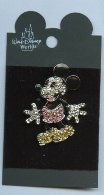 Walt Disney World Classic Mickey Mouse Crystal Rhinestone Jeweled Jewelry Pin-image