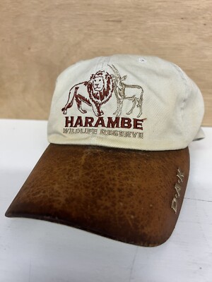 RARE Disney’s Animal Kingdom Harambe Wildlife Reserve StrapBack Leather Bill Hat-image