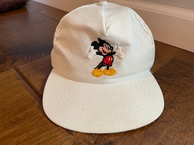 Vintage Mickey Mouse Walt Disney World White Adjustable Snapback Dad Hat Cap-image