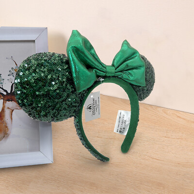 2024 Ears Edition Minnie Mouse Emerald Green Sequins Disney~Parks Ears Headband-image