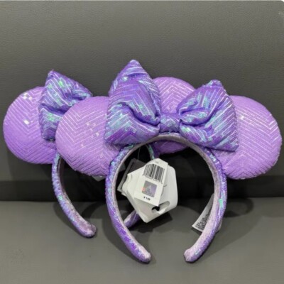 Disney Parks LAVENDER sequins Spring Minnie Mouse Ears Headband 2023-image