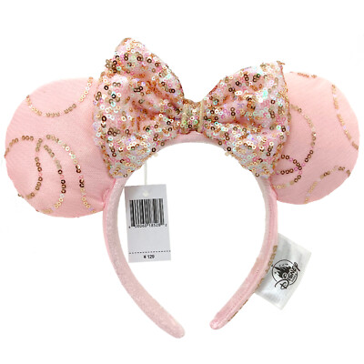 Disney~Parks Fantasy Pink Bow Sequins Edition Minnie Mouse Ears New Cos Headband-image