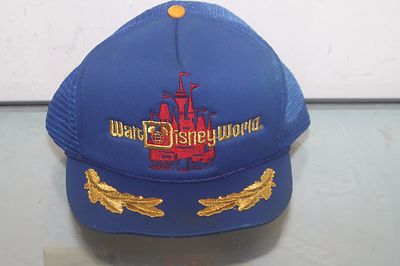 Walt Disney World Hat Snapback Mesh Gold Leaf Vintage 1980s Blue-image