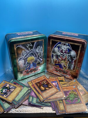 Two Vintage YU-Gi-Oh! Collectors Tins With 1st Edition Mixed Card Lot.-image
