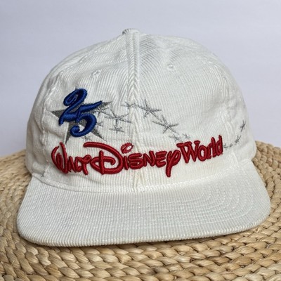 Vintage Walt Disney World Corduroy Strapback Hat 25th Anniversary Made In USA-image