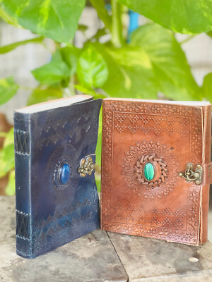 Goat Handmade Leather Journal one size With Stone journal-image
