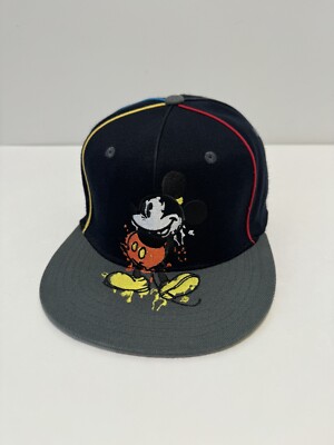 Disney Splitter Paint Mickey Fitted Cap Hat Adult Mens Multicolor Embroidered-image