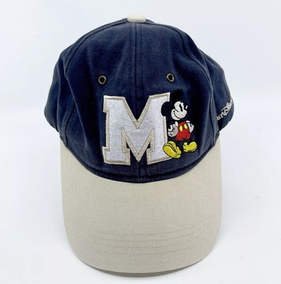 Vintage Mickey Mouse Walt Disney World Parks Hat Cap Strapback Navy Blue Tan-image