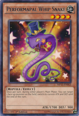 Performapal Whip Snake [MP15-EN062] Rare Near Mint 1st Edition - Yugioh single-image