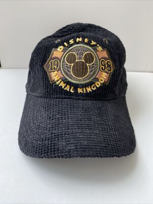 EUC 1998 Walt Disney World Animal Kingdom Baseball Cap Black Corduroy￼-image