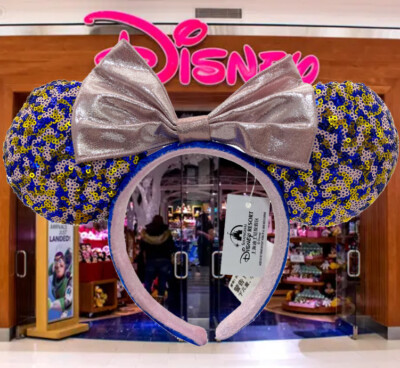 Disney'Parks Disneyland Resorts Minnie Mouse Blue Pink Sequin Ears Headband-image