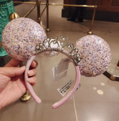 US Headband Minnie Mouse Disney`Parks Tiara Sequin Princess Crown Ears Pink Gift-image