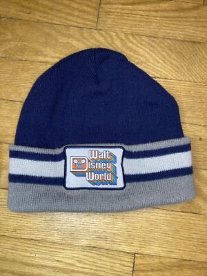 Disney Resort Parks Walt Disney World Retro Logo Grey Beanie Knit Hat Disneyland-image