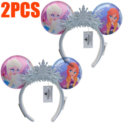 2XDisney-Parks Frozen Anna Elsa Snowflake Ears Ear Loungefly Headband-image