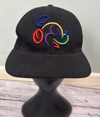 Walt Disney World Black Embroidered Mickey Mouse Cotton Adjustable Cap Hat VTG-image