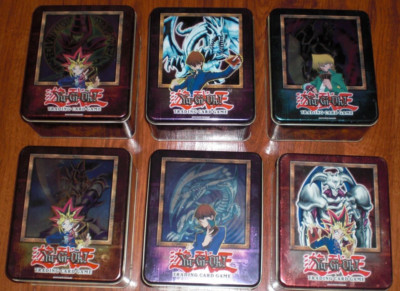 YUGIOH 2003 LOT OF 6 VINTAGE EMPTY COLLECTOR'S TINS-BLUE EYES YUGI DARK MAGICIAN-image
