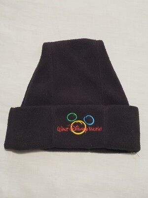 Walt Disney World Black Mickey Mouse Fleece Beanie/Cap EUC-image
