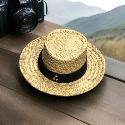 Disney World Parks Mickey Mouse Straw Hat Adult Beach Summer Tan Black-image