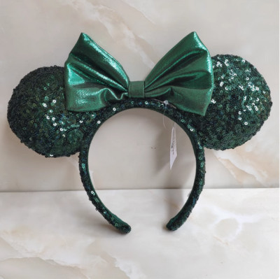 Ears Edition Minnie Mouse Emerald Green Sequins Disney~ Parks Ears Headband XMAS-image