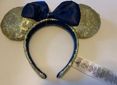 Disney Gold Shimmer Blue WDW 50th EARidescent Minnie Mouse Ears Headband (A5)-image