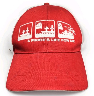 Vintage Pirates of the Caribbean Hat Red A Pirate's Life For Me Disney Adult Wdw-image
