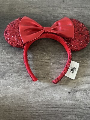Disney Parks Red Sequins Minnie Mouse Ears Bow Headband-image