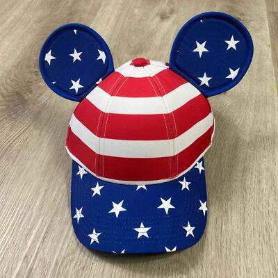 Disney Mickey Mouse Ears Patriotic Baseball Cap USA Flag Design-image