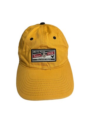 VINTAGE Walt Disney World Mickey Mouse Baseball Hat Cap Mustard Yellow Adult Sz-image