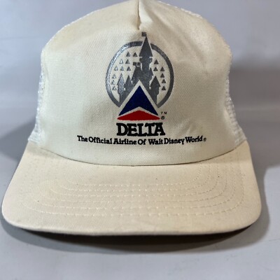 Vtg Delta Airlines Walt Disney World Snapback Hat Cap Trucker Made USA 80s-image