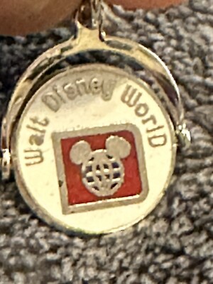 VTG Sterling Silver  Walt Disney World Spinner Bracelet Charm Necklace Pendant!!-image