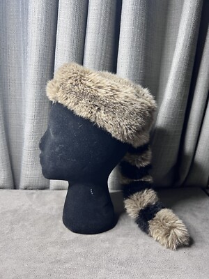 Disneyland Davey Crockett Cap Faux Fur Tail Raccoon Brown Hat Youth Sm/Md-image