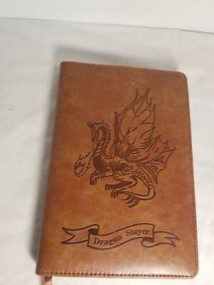 Medium Leather Bound Blank DRAGON SLAYER Book Journal Diary-image