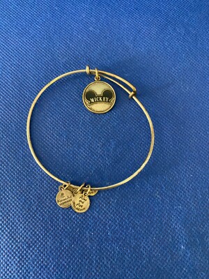 Alex & Ani Thin Silver Bangle Bracelet Mickey Mouse Ears Rare Disney WDW-image