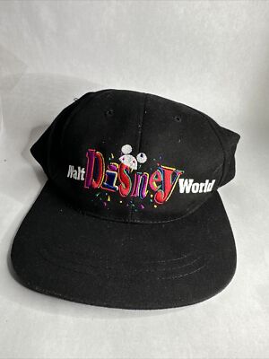 Vintage Walt Disney World Baseball Hat Embroidered Black Adult SnapBack-image