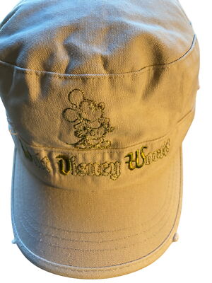 Vintage Walt Disney World Adult Hat Embroidered Logo Adjustable Strap Beige-image